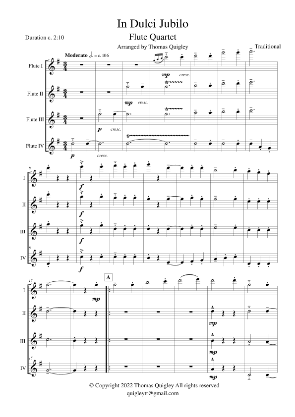 In Dulci Jubilo (arr. Thomas Quigley)