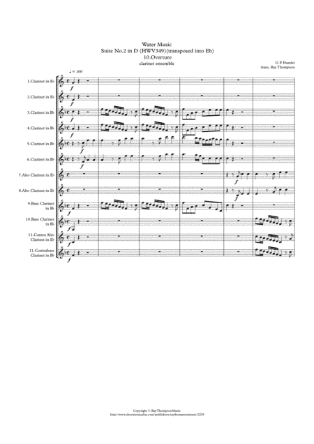 Handel: Suite No.2 in D (HWV349)(Complete) (in Eb)  "The Water Music" (Wassermusik) - clarinet choir (arr. Ray Thompson)