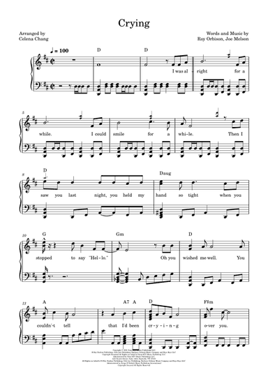 Crying (arr. Celena Chang)