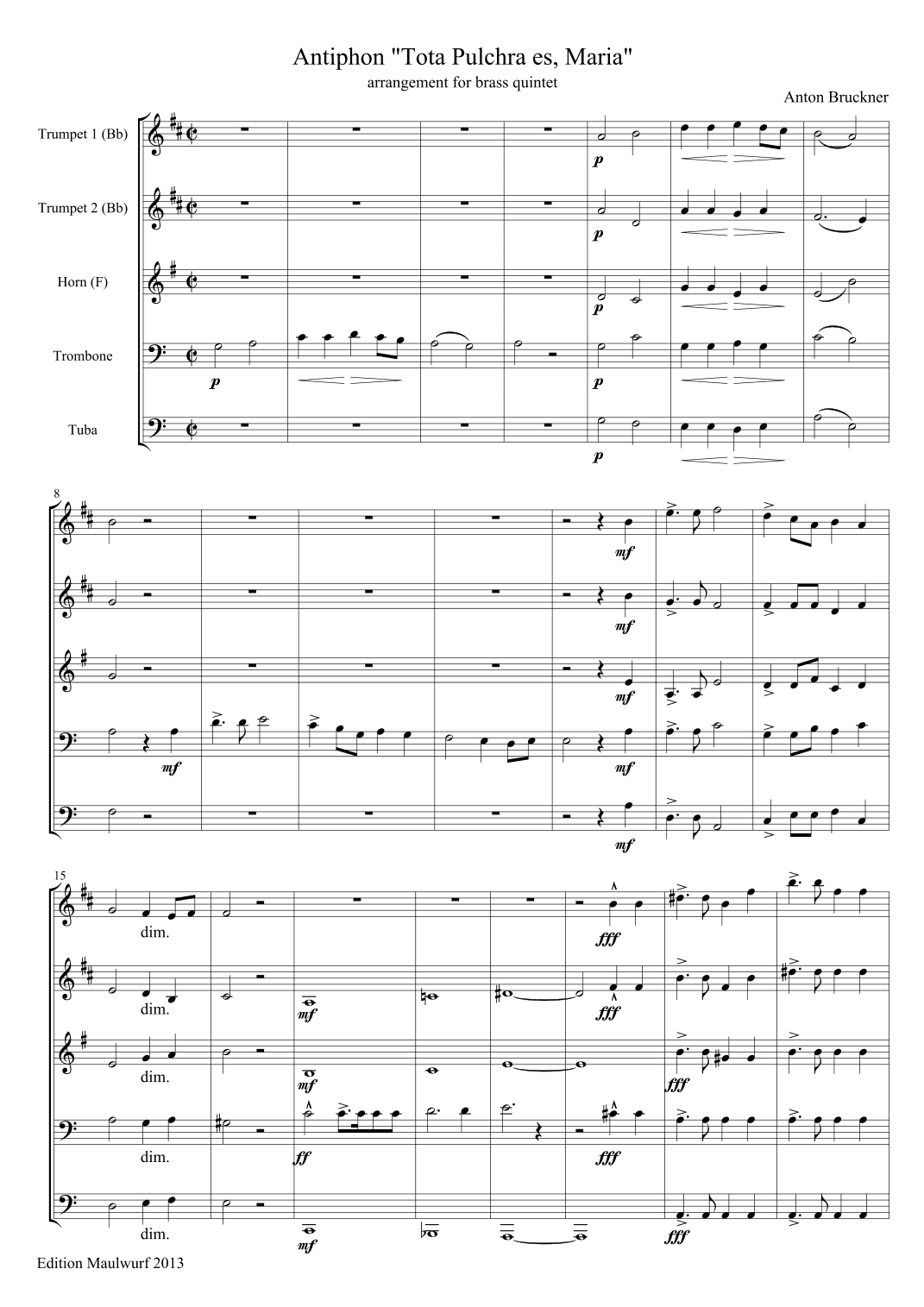 Bruckner Antiphone (arr. Edition Maulwurf)