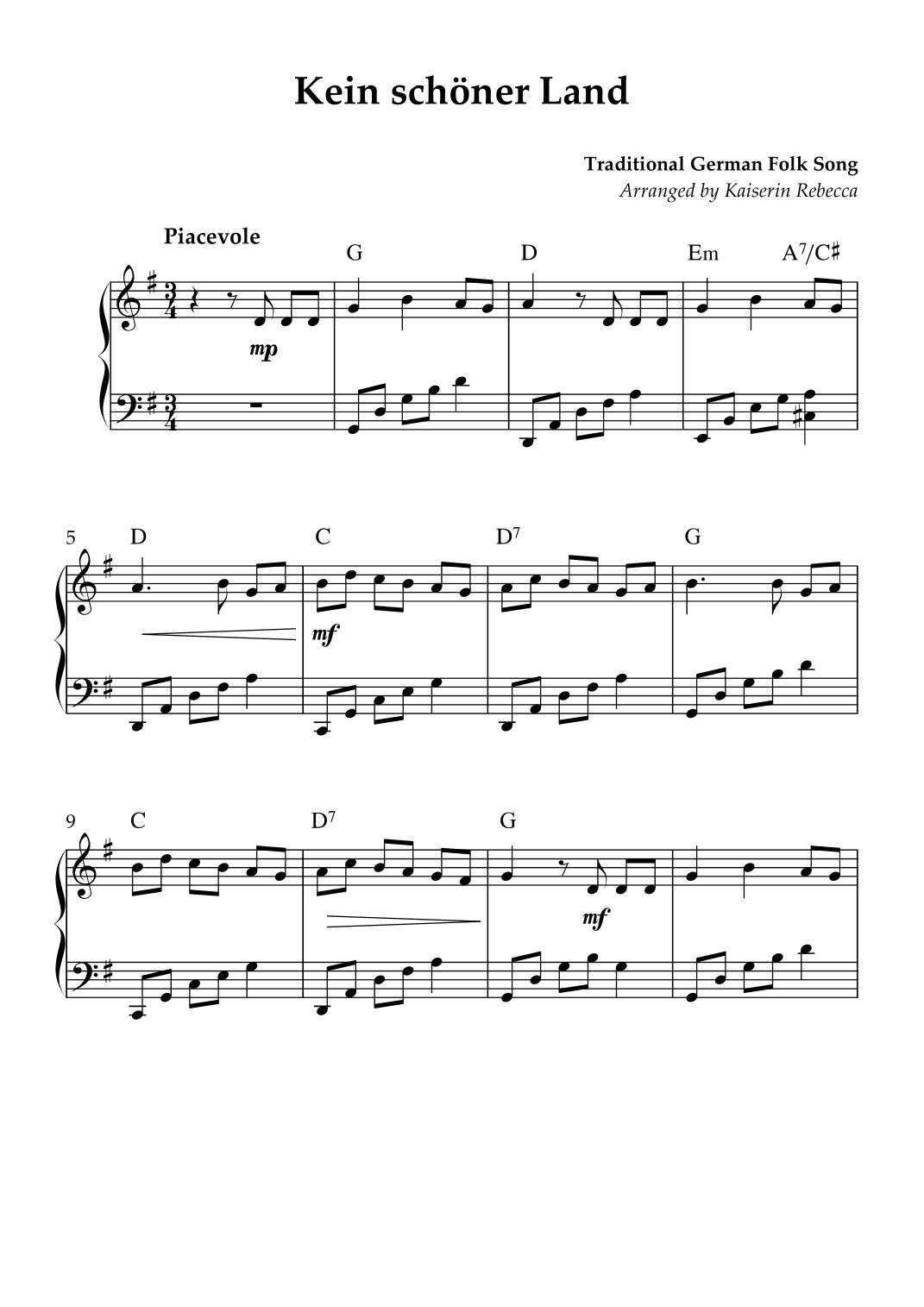 Kein schöner Land (arr. Kaiserin Rebecca)