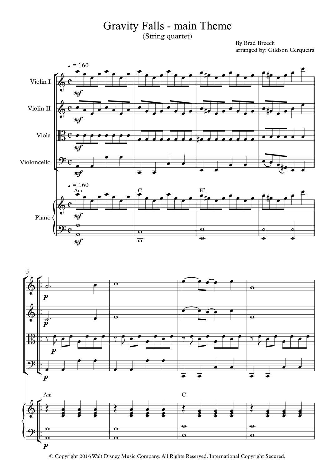 Gravity Falls (main Theme) (arr. Gildson Cerqueira)