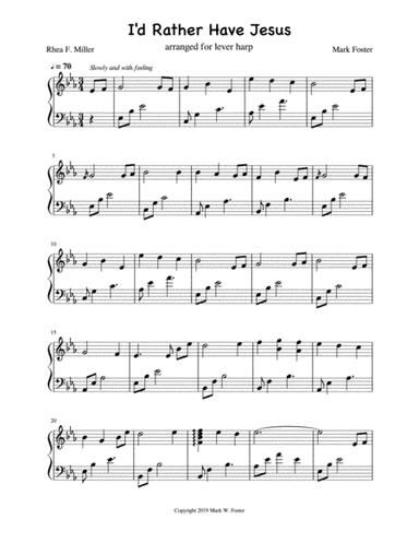 I'd Rather Have Jesus - Harp in Eb (arr. Mark Foster)