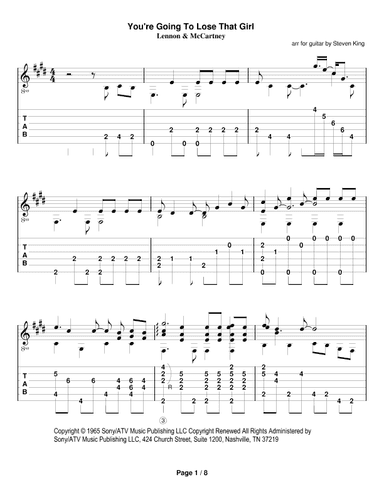 You're Going To Lose That Girl (arr. Steven King)