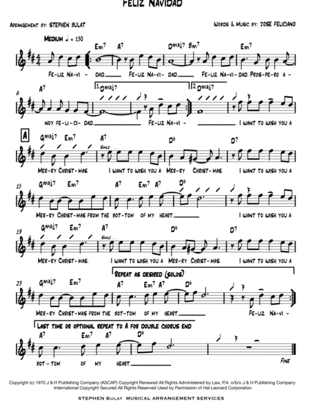 Feliz Navidad (arr. Stephen Bulat)