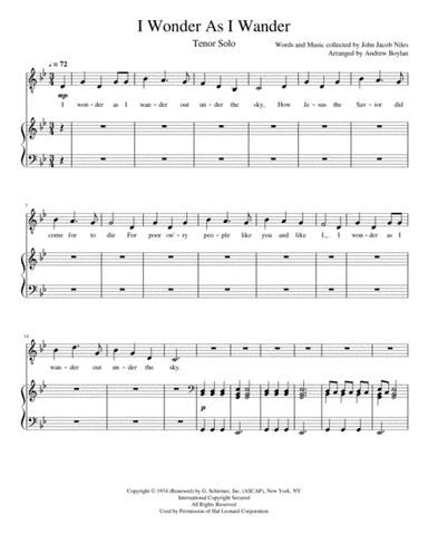I Wonder As I Wander (arr. Andrew Boylan)