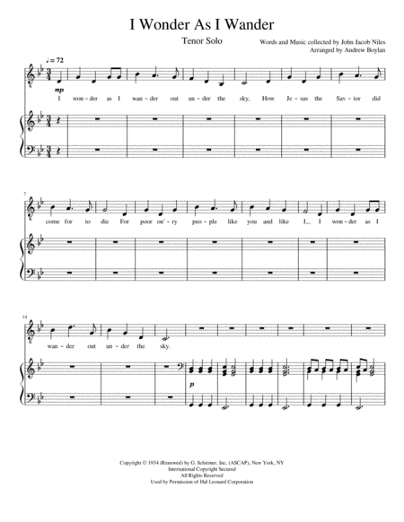I Wonder As I Wander (arr. Andrew Boylan)