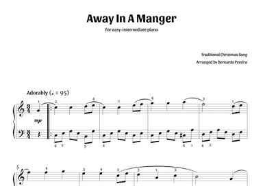 Away In A Manger (easy-intermediate piano – C major) (arr. Bernardo Pereira)