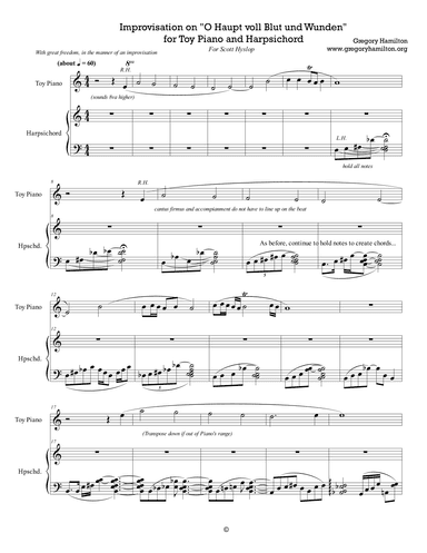 Improvisation on "O Haupt voll Blut und Wunden"  for Toy Piano and Harpsichord
