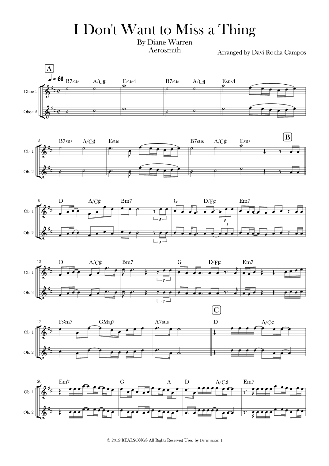 I Don't Want To Miss A Thing (arr. Davi Rocha Campos)