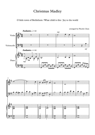 Christmas medley (trio for piano /violin /cello) (arr. Phoebe Chen)