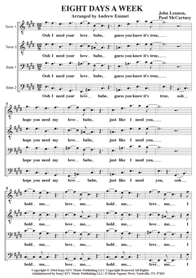 Eight Days A Week (arr. Andrew Emmet)