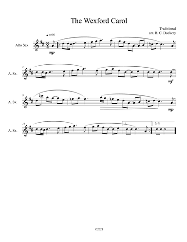 The Wexford Carol (Alto Sax Solo) (arr. B. C. Dockery)