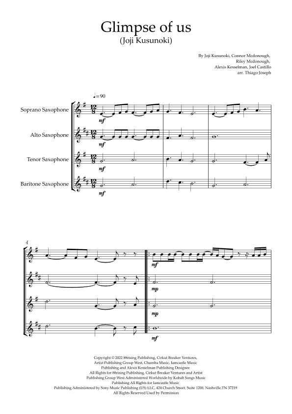 Glimpse Of Us (arr. Thiago Joseph)