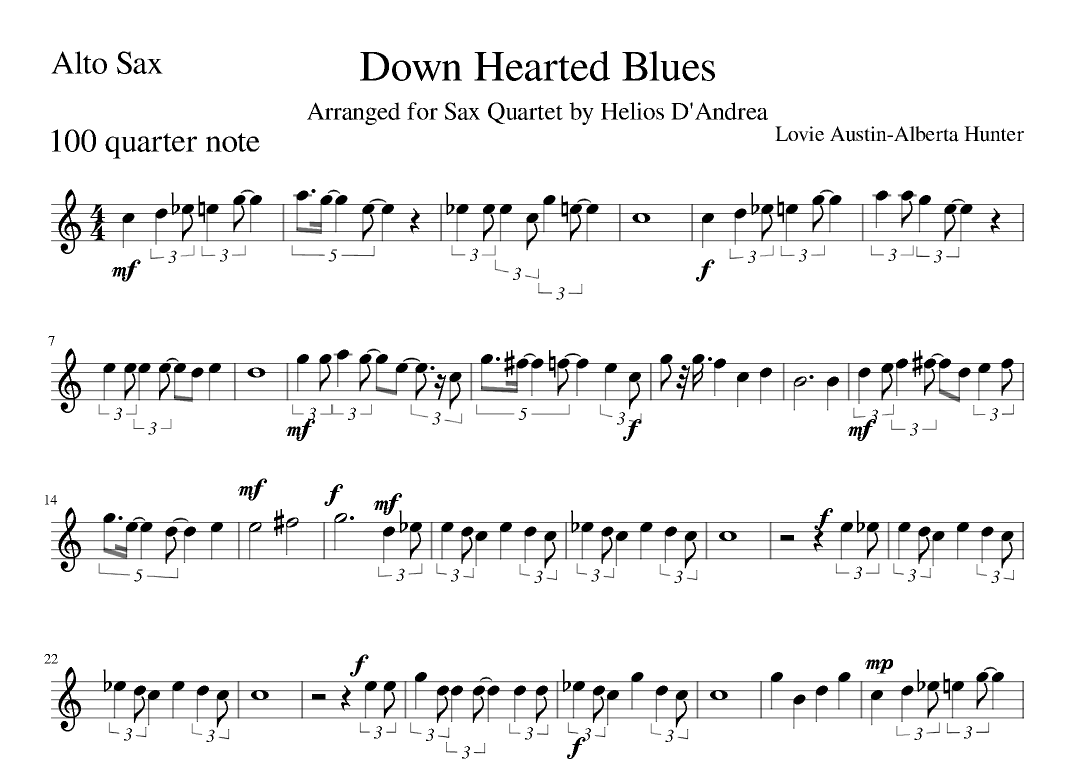 Down Hearted Blues (arr. Helios D'Andrea)