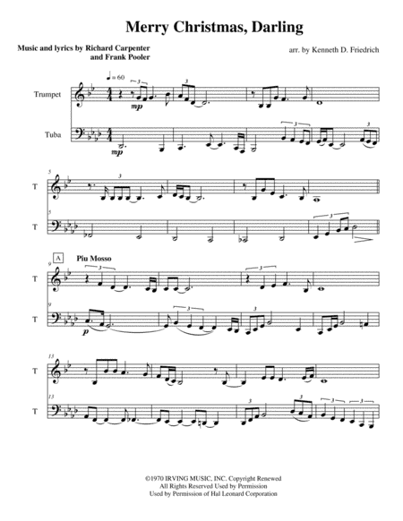 Merry Christmas, Darling (arr. Kenneth D. Friedrich)