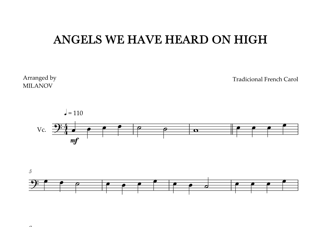 Angels We Have Heard on High | Christmas song | cello | easy beginner (arr. Milanov)