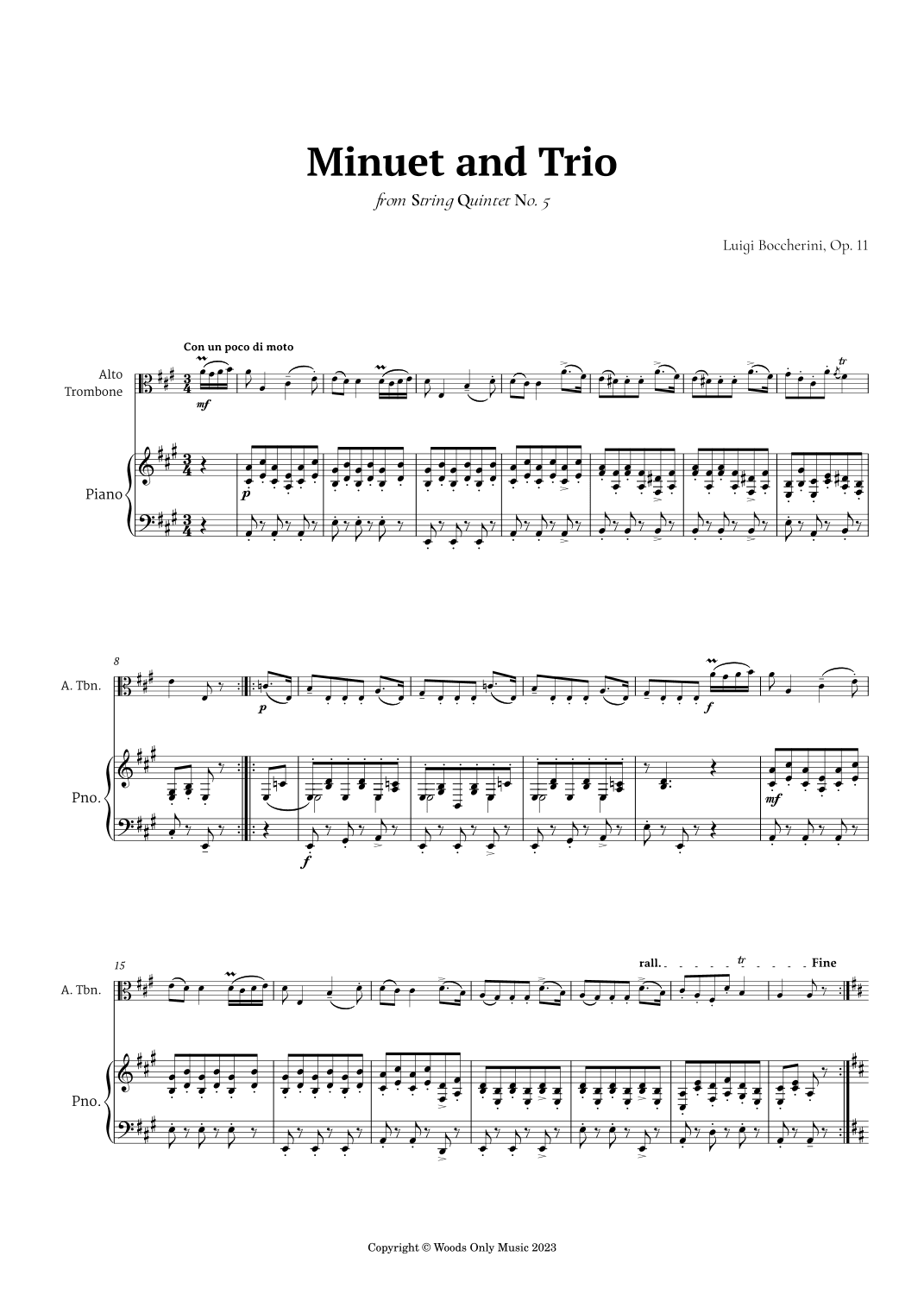 Minuet by Boccherini for Alto Trombone and Piano (arr. Ander)