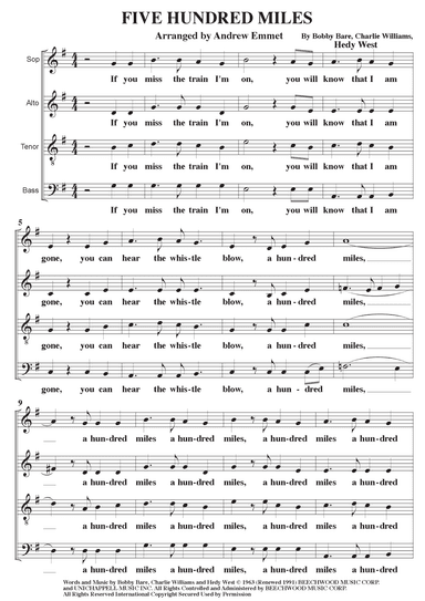 500 Miles Away From Home (arr. Andrew Emmet)