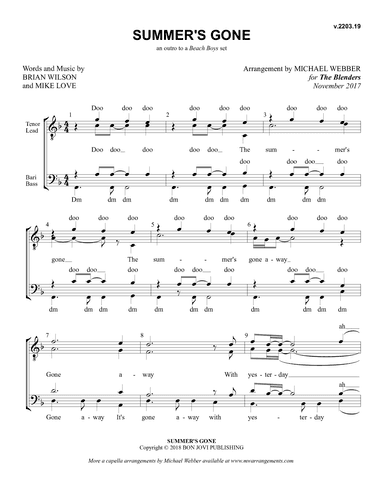 Summer's Gone (arr. Michael Webber)
