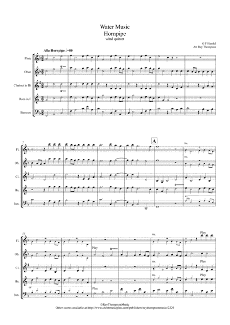 Handel: 11.Alla Hornpipe from Suite No.1 in F "The Water Music" (Wassermusik) - wind quintet (arr. Ray Thompson)