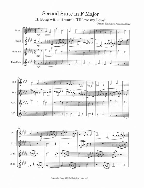 Second Suite in F major, Movement II: Song without words "I'll love my Love" (arr. Amanda Sage)