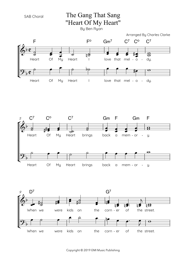 The Gang That Sang "heart Of My Heart" (arr. Charles Clarke)