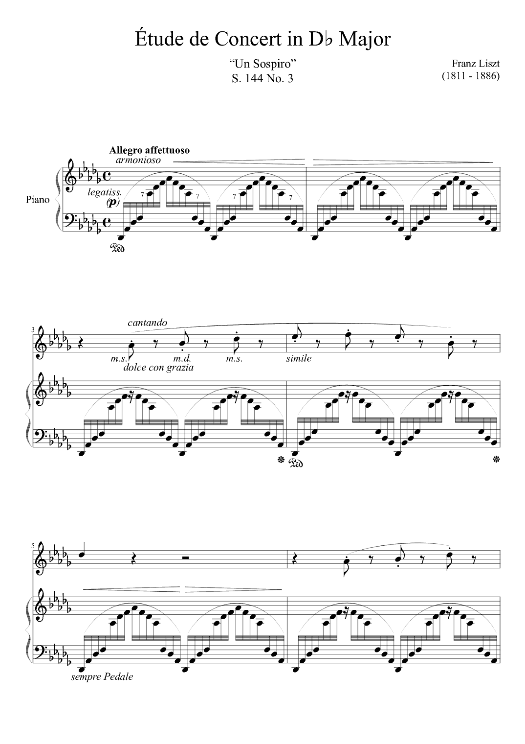 Etude de Concert S. 144 No. 3 in Db Major (arr. Zachary Corbett)