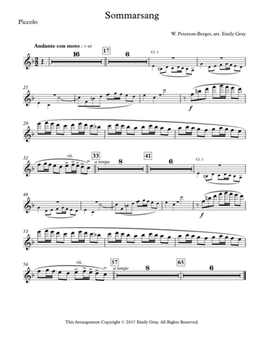 Sommarsang (Summer Song) for Concert Band (Parts) (arr. Emily Gray)