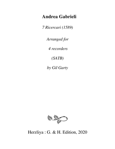 7 Ricercari (1589) (arrangements for 4 recorders) (arr. Gil Garty)