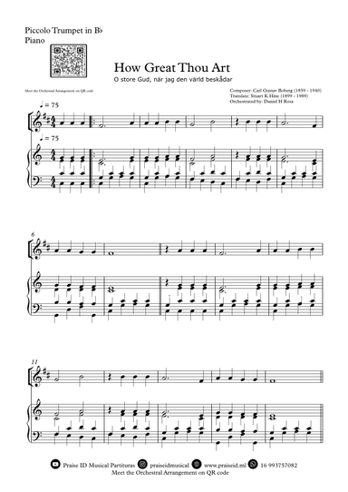 How Great Thou Art - "O store Gud." - Easy Piccolo Trumpet and Piano (arr. Daniel H Rosa)