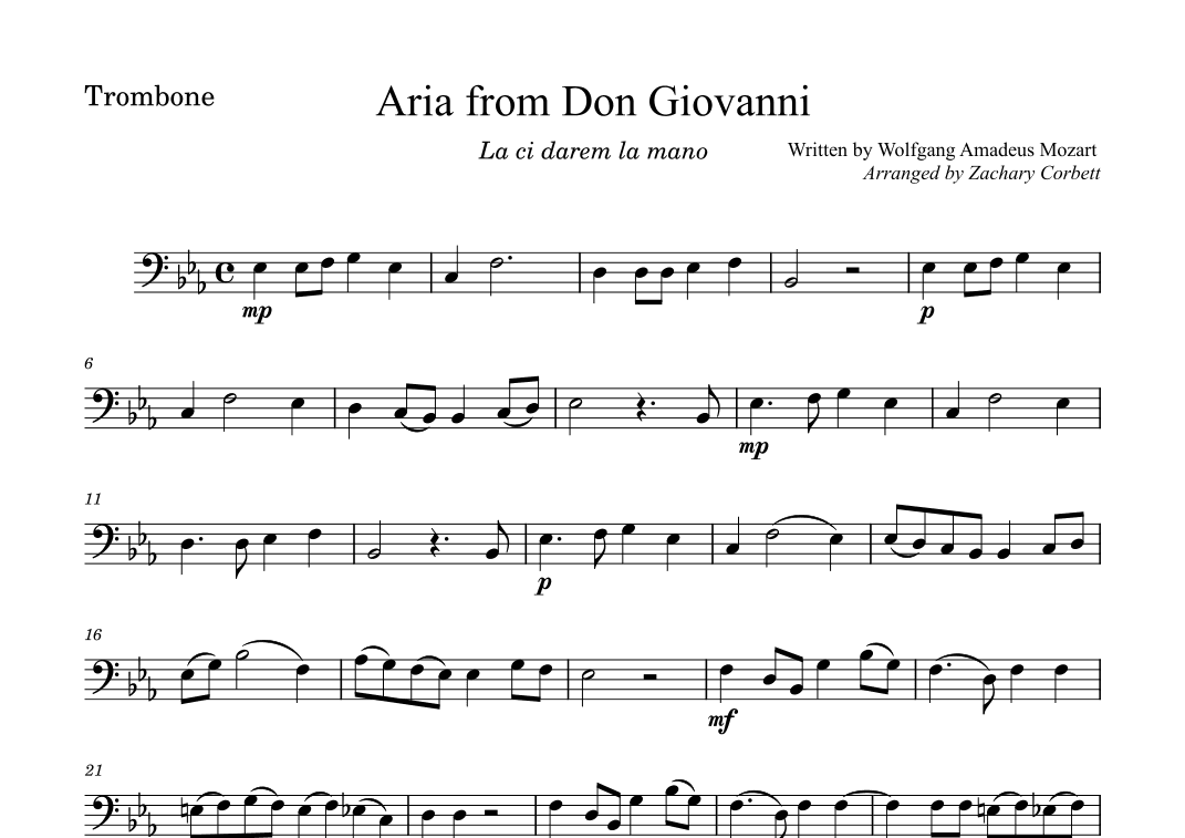 Aria from Don Giovanni (arr. Zachary Corbett)