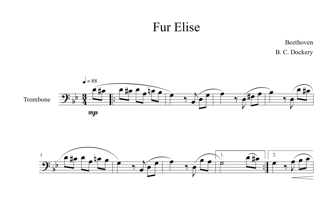 Fur Elise (Trombone Solo) (arr. B. C. Dockery)