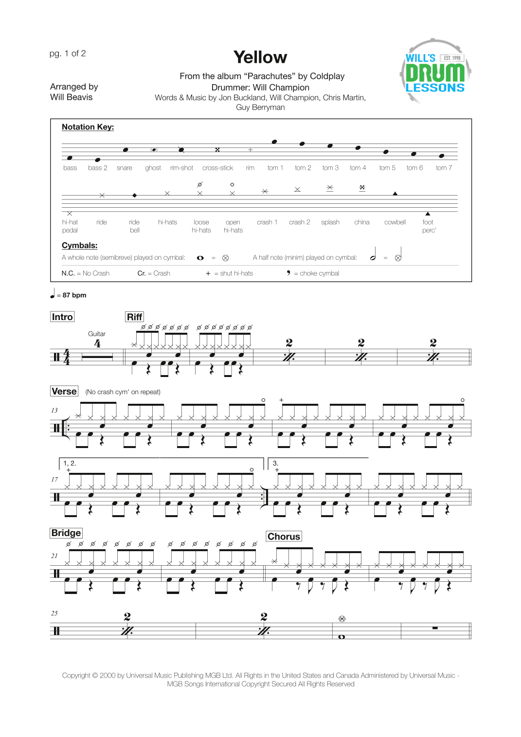 Yellow (arr. Will Beavis)