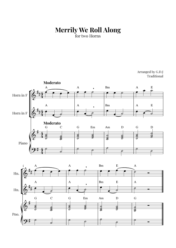 Merrily We Roll Along (arr. GDJ)