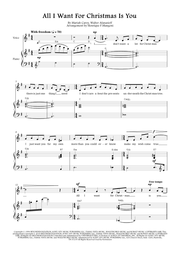 All I Want For Christmas Is You (arr. Henrique F Mangoni)