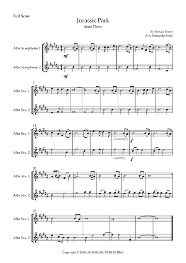 Jurassic Park Iii (arr. Fernando Britto)