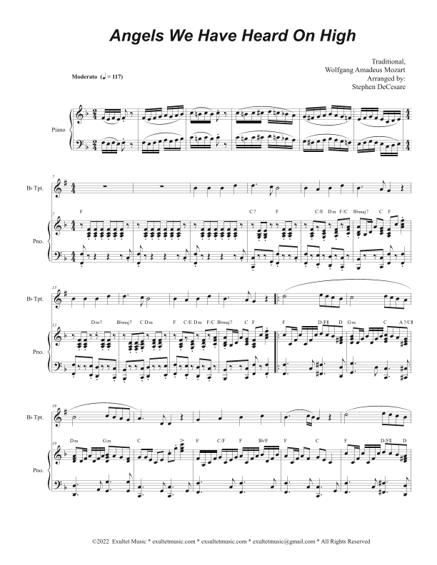 Angels We Have Heard On High (Bb-Trumpet solo and Piano) (arr. Stephen DeCesare)