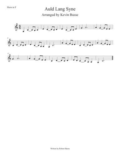 Auld Lang Syne (Easy key of C) Horn in F (arr. Kevin Busse)