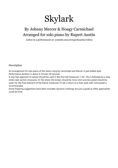Skylark (arr. Rupert Austin)