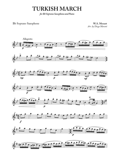 Turkish March for Soprano Saxophone and Piano (arr. Diego Marani)