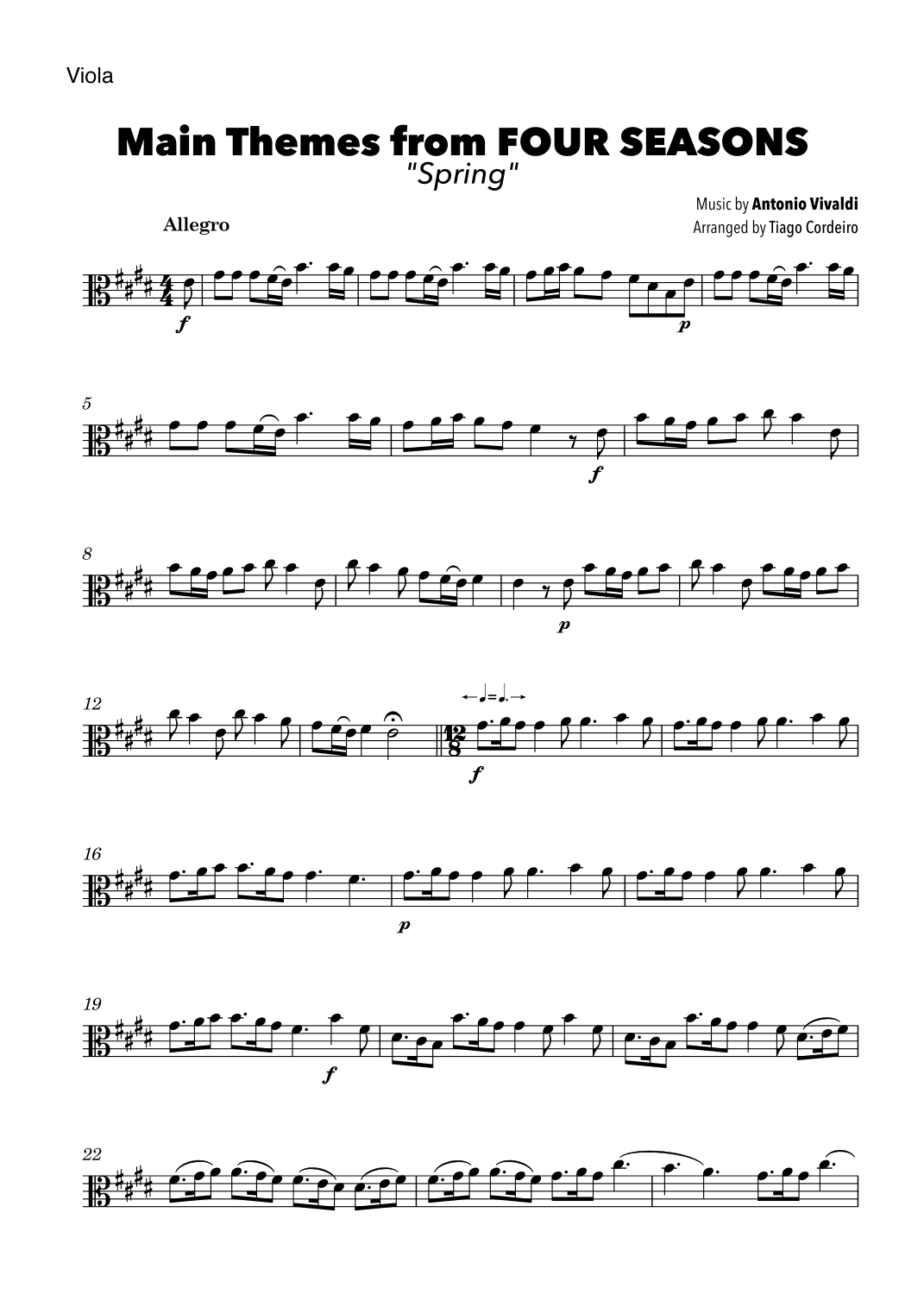 Main Themes from Four Seasons “Spring” (arr. Tiago Cordeiro)