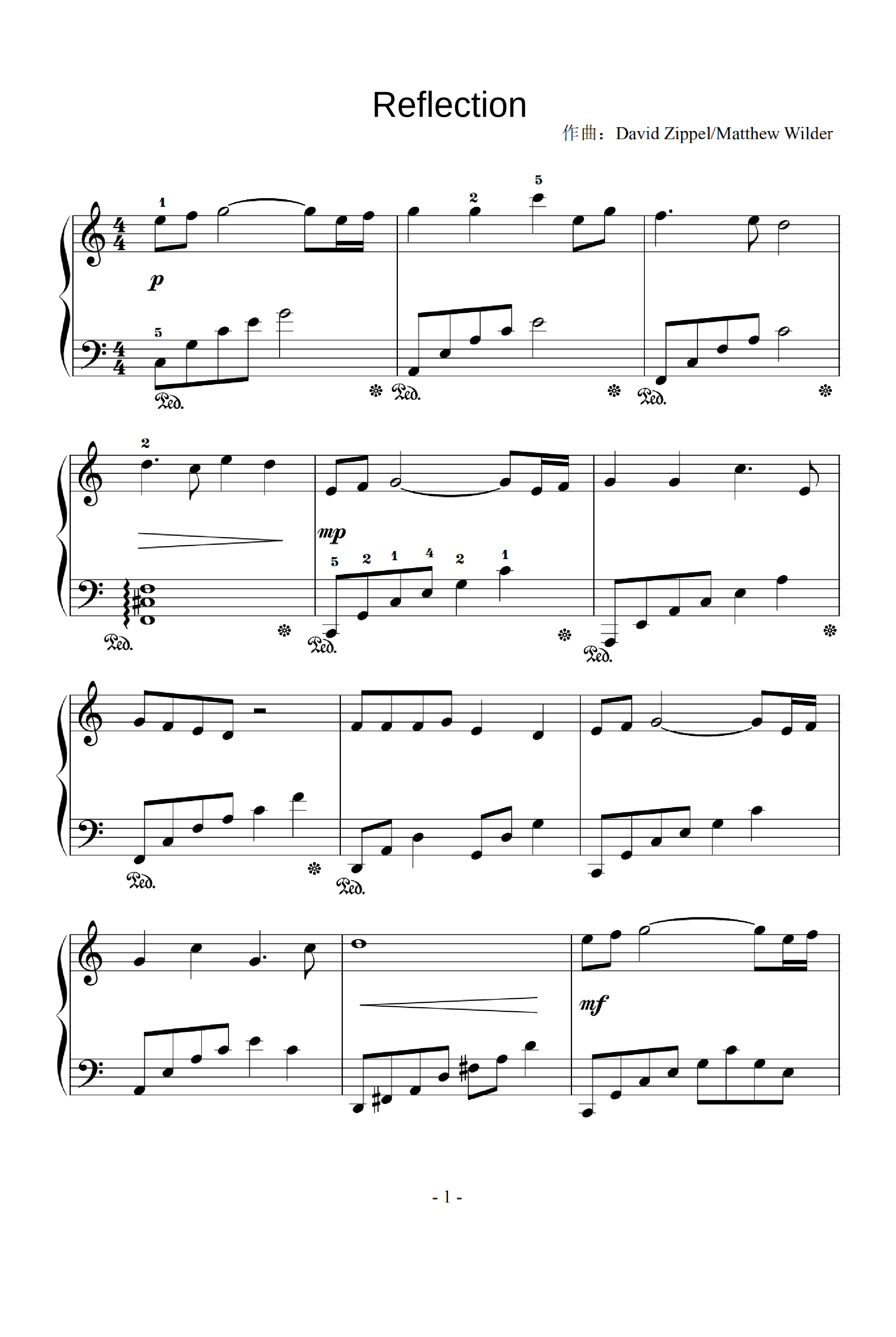 Reflection (arr. Matthew Wilder)