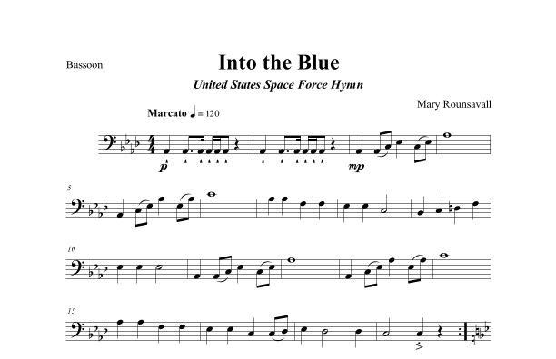 US SPACE FORCE HYMN (Into the Blue) BASSOON PART