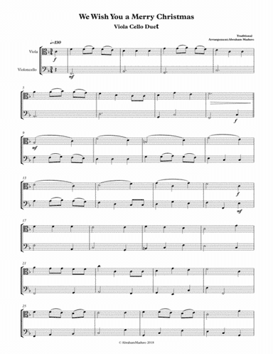 We Wish You a Merry Christmas Viola Cello Duet-Two Tonalities (arr. Abraham Maduro)