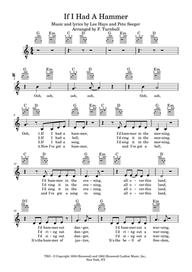 If I Had A Hammer (the Hammer Song) (arr. F. Turnbull)