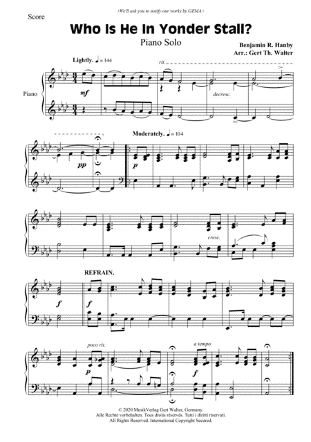 Who Is He In Yonder Stall? (arr. Gert Th. Walter)
