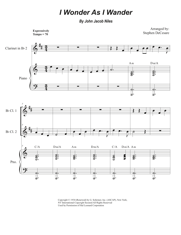 I Wonder As I Wander (arr. Stephen DeCesare)