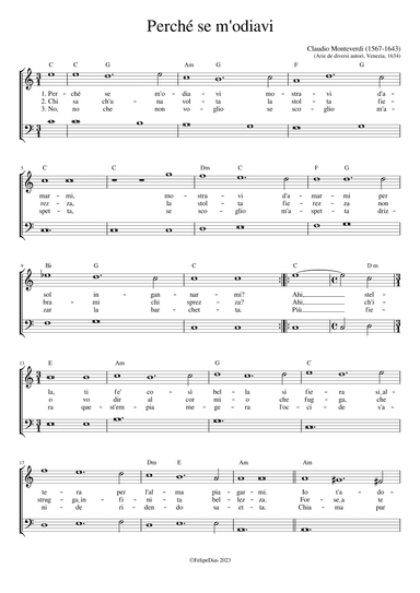 Perché se m'odiavi (arr. Early Music Scores)
