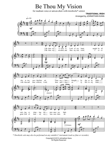 Be Thou My Vision (vocal/tinwhistle/piano) (arr. Johnathan Kana)